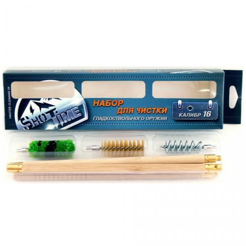 Набор для чистки гладкоствольного оружия ShotTime ST-CK-16W для 16 калибра деревянный шомпол + 3 ерша