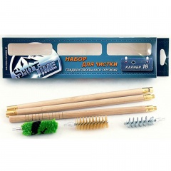 Набор для чистки гладкоствольного оружия ShotTime ST-CK-16W для 16 калибра деревянный шомпол + 3 ерша
