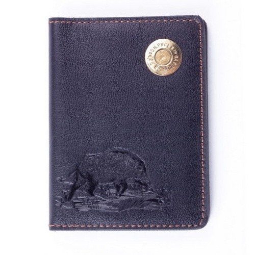 Обложка для автодокументов Пергама Кабан из натуральной кожи Черный