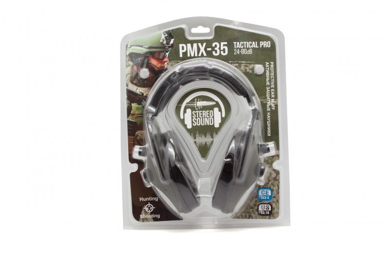 Наушники активные стрелковые PMX Tactical Pro PMX-35B 24-80 ДБ Чёрный