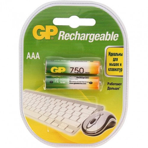 Аккумулятор GP Rechargeable 75AAAHC Тип LR06 (AA) 1.2V 750 мАч 2 шт