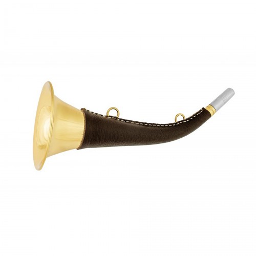 Горн охотничий PakiGorn из латуни 30 см с кожаной отделкой Круглый