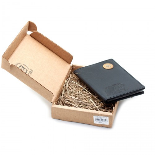 Обложка для автодокументов Пергама Медведь из натуральной кожи Чёрный