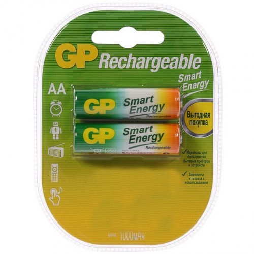 Аккумулятор GP Smart Energy 100AAHCSV Тип LR6 (AA) 1.2V 1000 мАч 2 шт