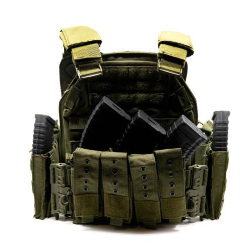 Разгрузка RusForce CPQR для крепления снаряжения и бронеплит на 13 карманов Зелёный