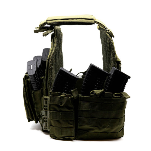 Разгрузка RusForce CPQR для крепления снаряжения и бронеплит на 13 карманов Зелёный