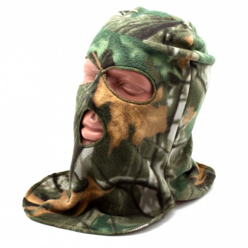 Маска балаклава Стикхант Диверсант зимняя флисовая 3 отверстия Осенний лес