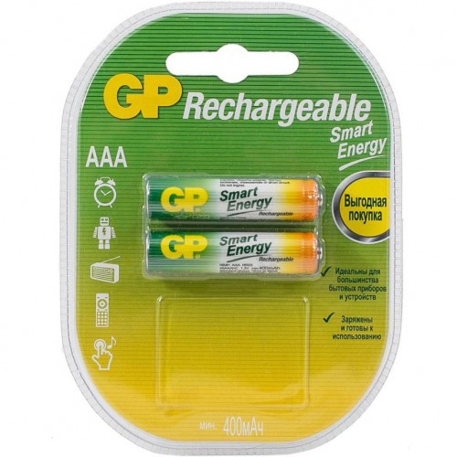Аккумулятор GP Smart Energy 40AAAHCSV Тип LR03 (AAA) 1.2V 400 мАч 2 шт