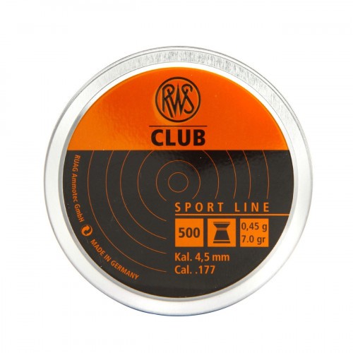 Пульки для пневматики RWS Sport Club Плоские 4.5 мм 0.45 г (500 шт)