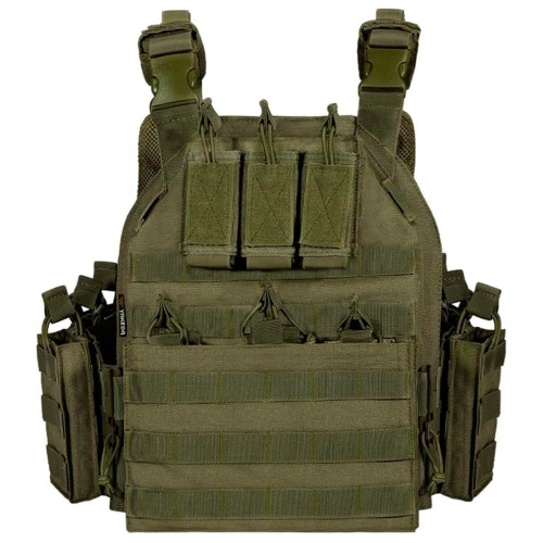 Разгрузка RusForce CPQR Pro для крепления снаряжения и бронеплит на 15 карманов Зелёный