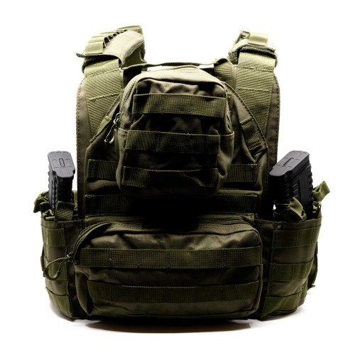 Разгрузка RusForce CPQR Pro для крепления снаряжения и бронеплит на 15 карманов Зелёный