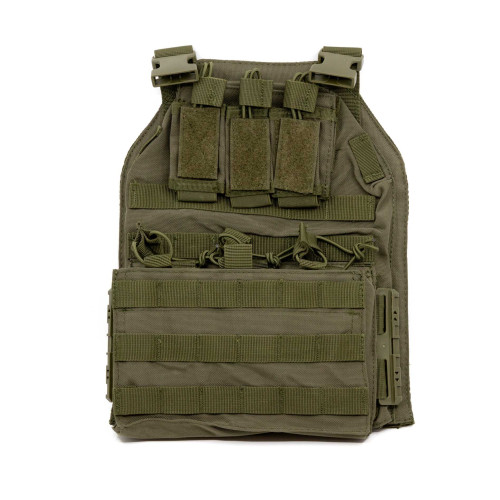 Разгрузка RusForce CPQR Pro для крепления снаряжения и бронеплит на 15 карманов Зелёный