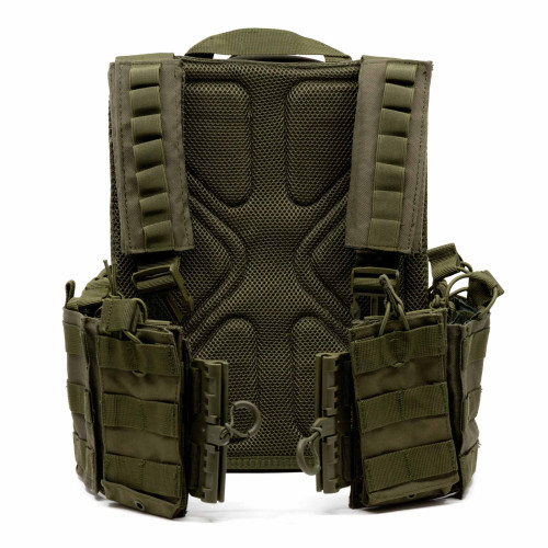 Разгрузка RusForce CPQR Pro для крепления снаряжения и бронеплит на 15 карманов Зелёный