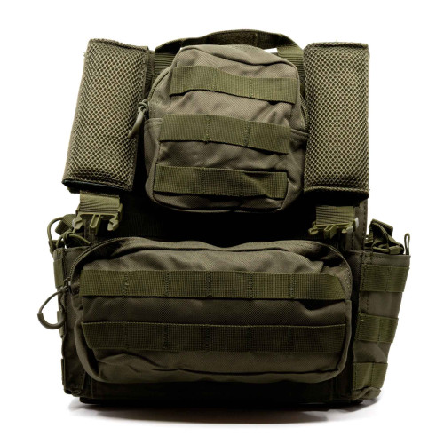 Разгрузка RusForce CPQR Pro для крепления снаряжения и бронеплит на 15 карманов Зелёный