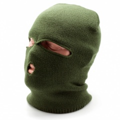 Маска балаклава Стикхант Разведчик демисезонная вязанная 3 отверстия Хаки