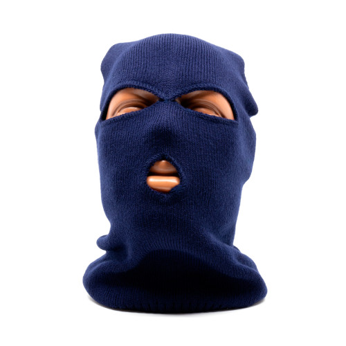 Маска балаклава Стикхант Разведчик демисезонная вязаная 3 отверстия Синий