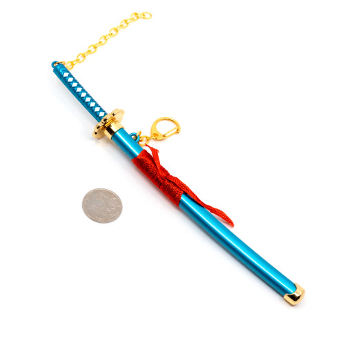 Брелок Microgun M Катана на подставке с ножнами Голубой