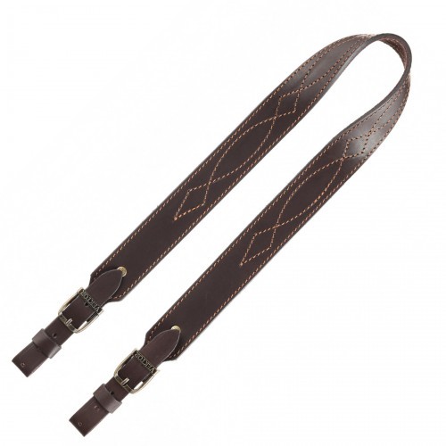 Ремень оружейный VEKTOR Р-13 без антабок с узорной растрочкой и подкладкой из велюра Коричневый