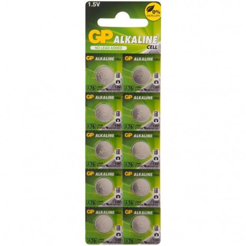 Батарейки алкалиновые GP Alkaline A76FRA Тип LR44 (A76) 3V 110 мАч 10 шт