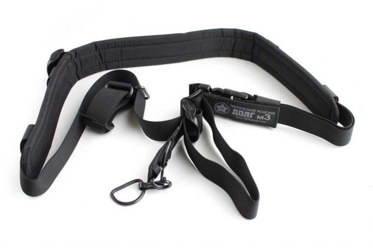Тактический 1-2-3 точечный ремень "ДОЛГ - М3" Стандартный (Черный)