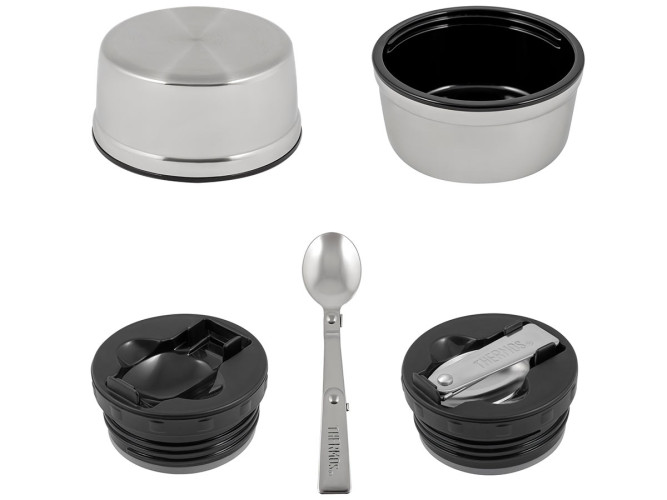 Термос для еды THERMOS KING SK-3000 MMB 0,47L, складная ложка из нержавеющей стали, чёрный