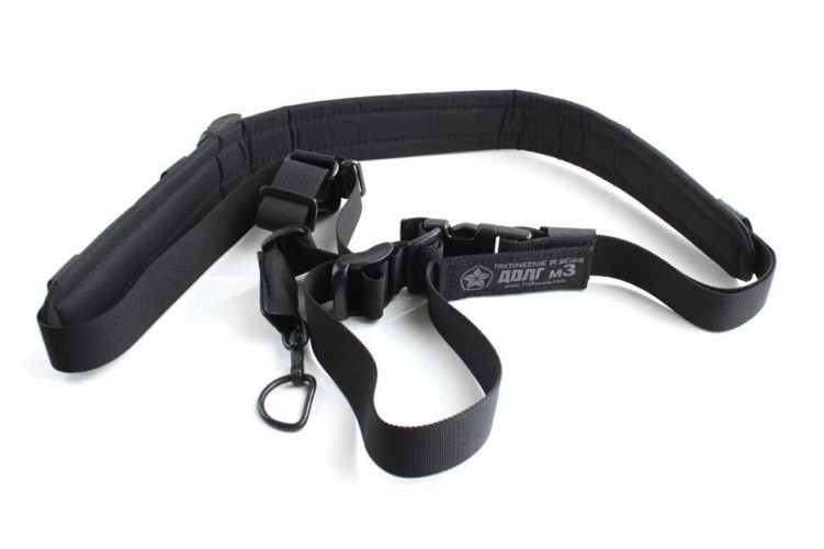 Тактический 1-2-3 точечный ремень "ДОЛГ - М3" Универсальный (Черный)