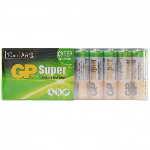Батарейки алкалиновые GP Super Alkaline 15А Тип LR6 (AA) 1.5V 2500 мАч 10 шт