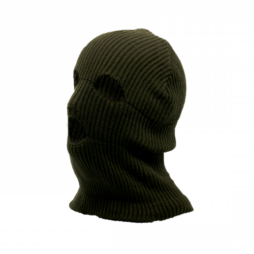 Маска балаклава Стикхант Штурмовик зимняя вязаная 3 отверстия Хаки