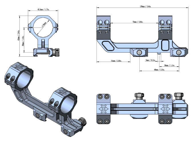 Кронштейн-моноблок Vector Optics 1-Piece Extended Picatinny AR Mount на Picatinny D=30 мм H=38 мм 20 MOA Койот