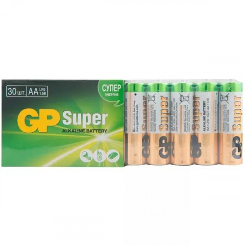 Батарейки алкалиновые GP Super Alkaline 15А Тип LR6 (AA) 1.5V 2500 мАч 30 шт