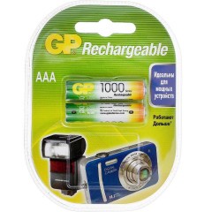 Аккумулятор GP Rechargeable 100AAAHC Тип LR03 (AAA) 1.2V 1000 мАч Без защиты 2 шт