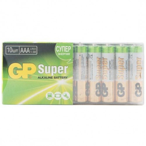 Батарейки алкалиновые GP Super Alkaline 24А Тип LR03 (AAA) 1.5V 1150 мАч 10 шт