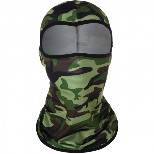 Маска балаклава RusForce Breath летняя трикотажная 1 отверстие с защитой дыхательных путей Мультикам Зелёный