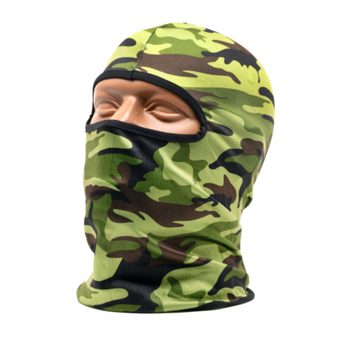Маска балаклава RusForce Breath летняя трикотажная 1 отверстие с защитой дыхательных путей Мультикам Зелёный