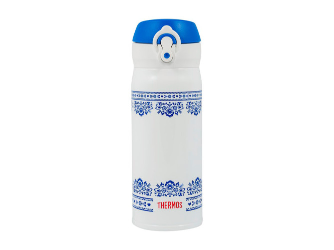Термос для напитков (термокружка) THERMOS JNL-402 BLWH 0.4L, откидной механизм, бело-синий