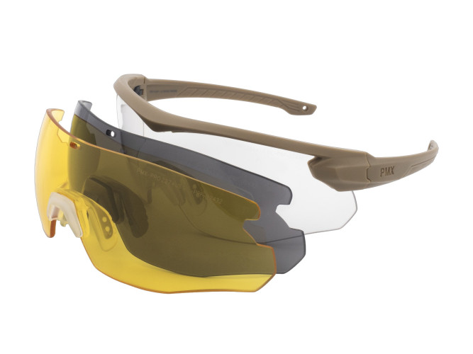 Очки баллистические стрелковые PMX Paragon GT-2600 KIT ANTI-FOG Прозрачные 96% Жёлтые 89% Серые 23%