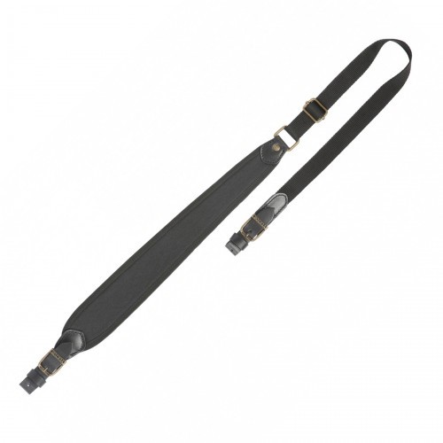 Ремень оружейный VEKTOR Р-304 без антабок регулируемый из натуральной кожи и полиамидной ленты Черный