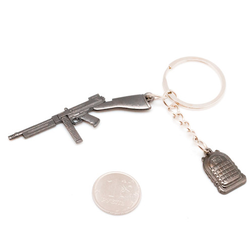 Брелок Microgun XS Пистолет-пулемёт Thompson с рюкзаком Хромированный