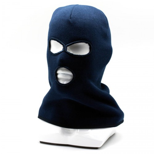Маска балаклава Стикхант Штурмовик зимняя вязаная 3 отверстия Синий