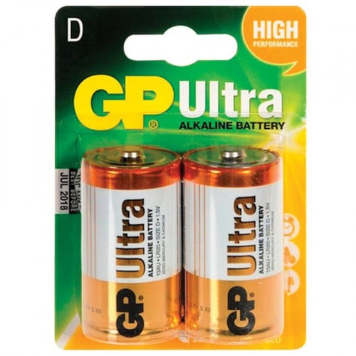 Батарейки алкалиновые GP Ultra Alkaline 13АU Тип LR20 (D) 1.5V 15500 мАч 2 шт