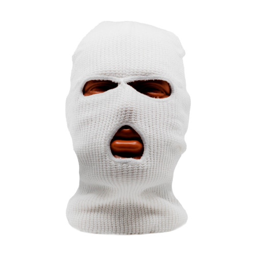 Маска балаклава Стикхант Штурмовик зимняя вязаная 3 отверстия Белый