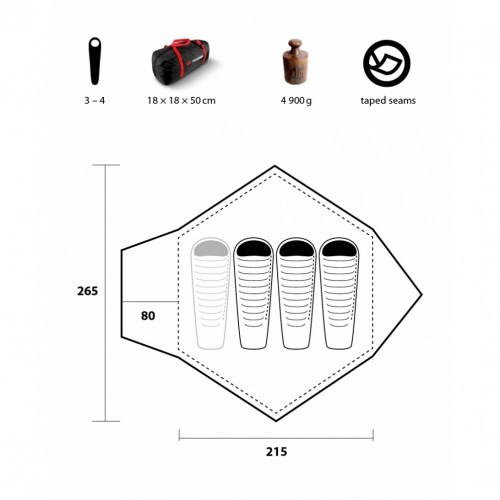 Палатка туристическая Trimm Adventure Base Camp-D для 4-х человек Зелёный
