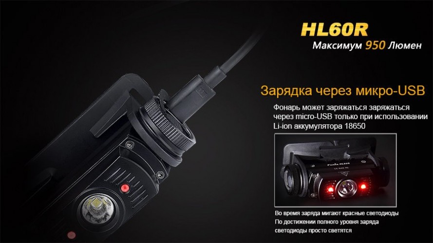 Фонарь налобный Fenix HL60R Свет - Белый (Нейтральный) 950 lm 116 м Койот