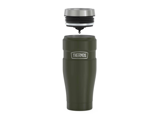 Термос для напитков (термокружка) THERMOS KING SK-1005 MAG 0.47L, нержавеющая сталь, клапан, крышка-пробка, Army Green