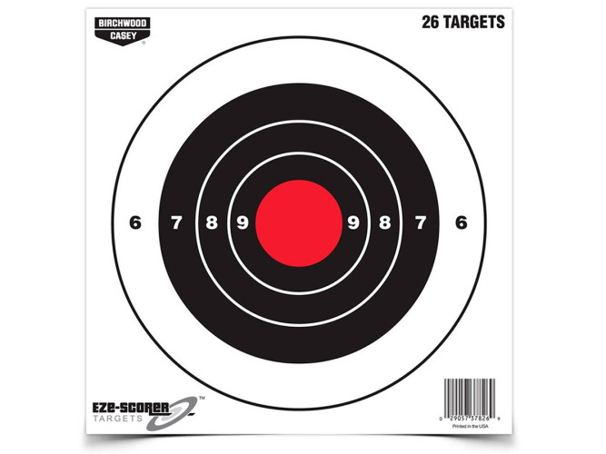Мишень бумажная Birchwood Eze-Scorer Bull's-eye Paper Target, 8", 26шт.
