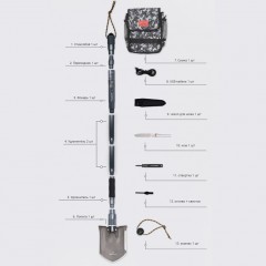 Лопата-трансформер тактическая Ganzo Adimanti AD-225 в наборе 13 функций