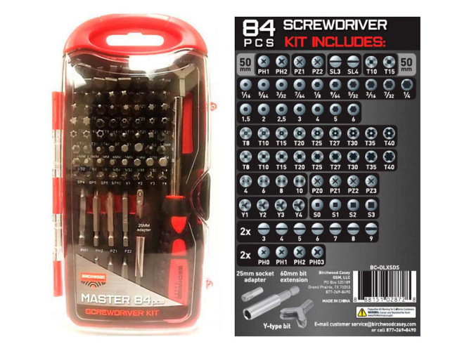 Набор бит с отвёрткой Birchwood Casey Master Screwdriver Kit 84 предмета