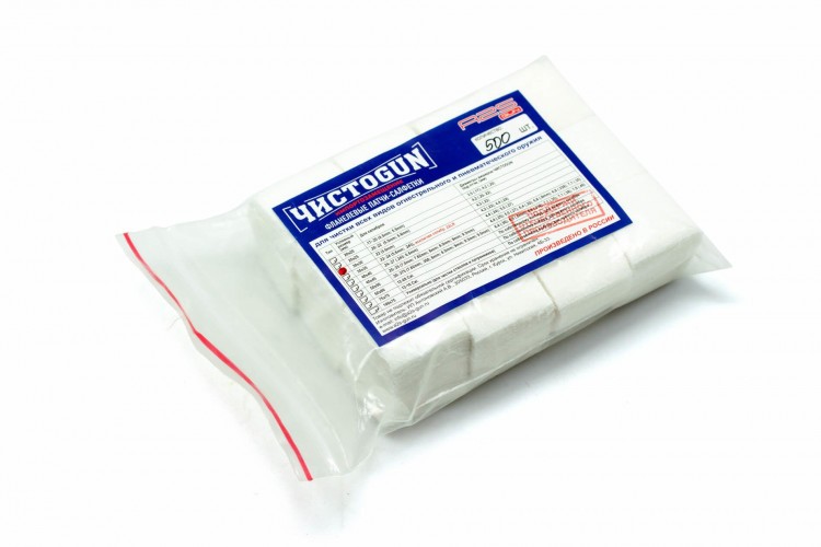 Патч-салфетка фланелевый для чистки оружия ЧИСТОGUN 30x30-500 | Кал. .22 | 30х30 мм Белый 500 шт
