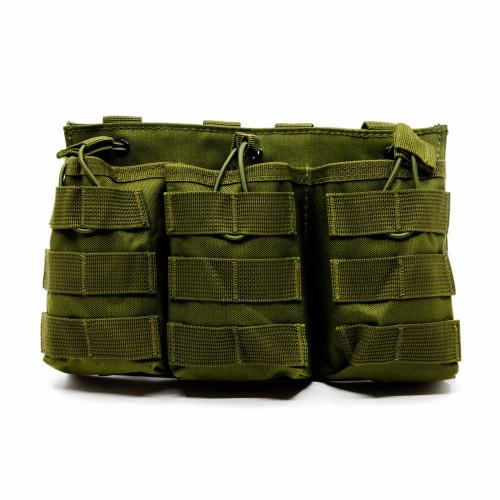 Подсумок поясной Rusforce Tactical Pouch открытый для 3-х магазинов АК Зеленый