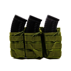 Подсумок поясной Rusforce Tactical Pouch открытый для 3-х магазинов АК Зеленый